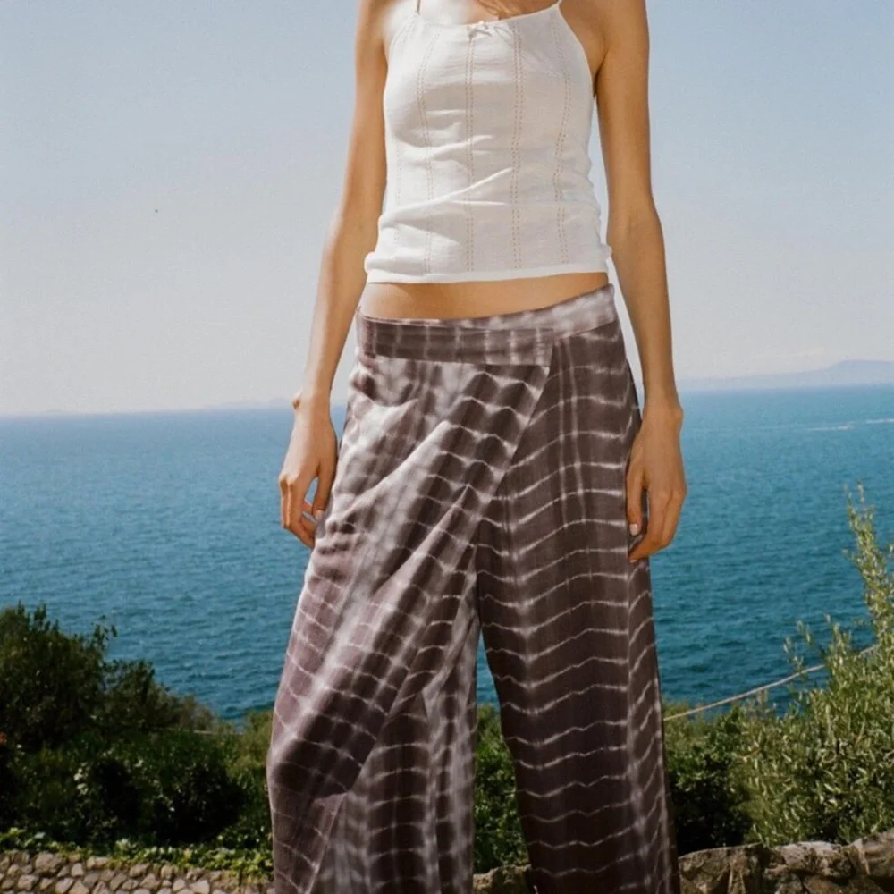 Zara Tie-Dye Wrap Trousers Linen Blend